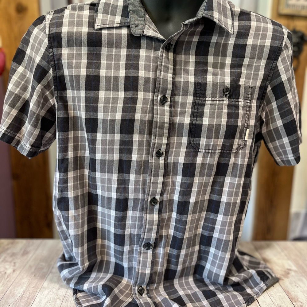Vans Black and Gray Checkered Casual Shirt